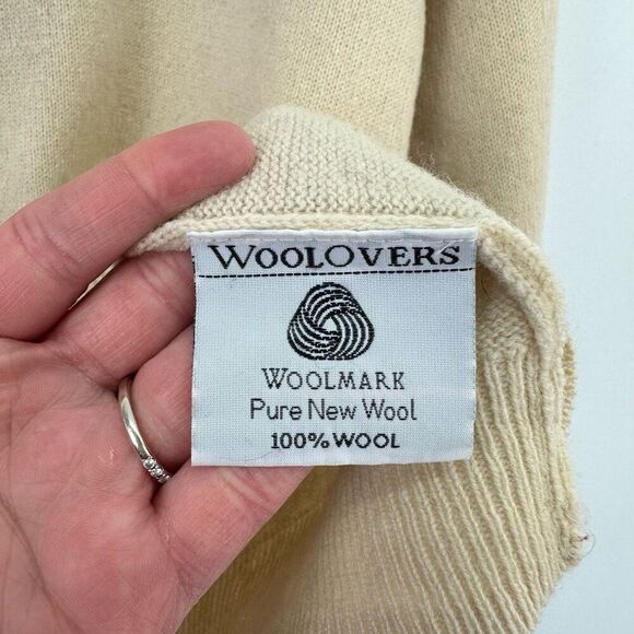 Woolovers Women’s Cream New Wool Ribbed Collar Turtleneck Pullover Sweater - Picture 4 of 8